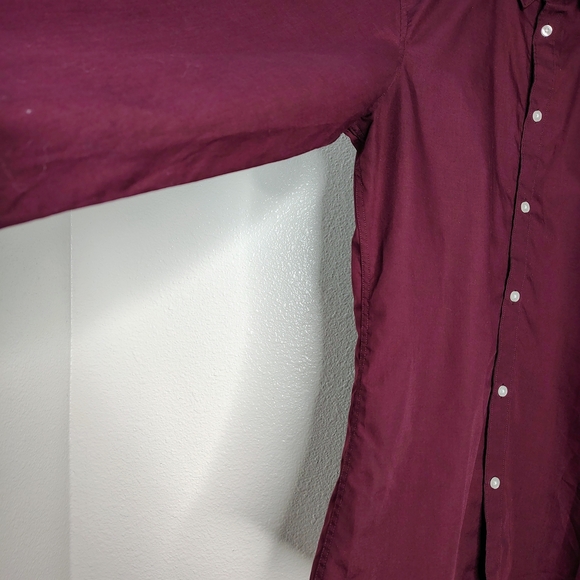 H&M Men's Burgundy Slim Fit Long Sleeve Collared Dress Shirt Sz M Cotton Blend - Picture 5 of 9